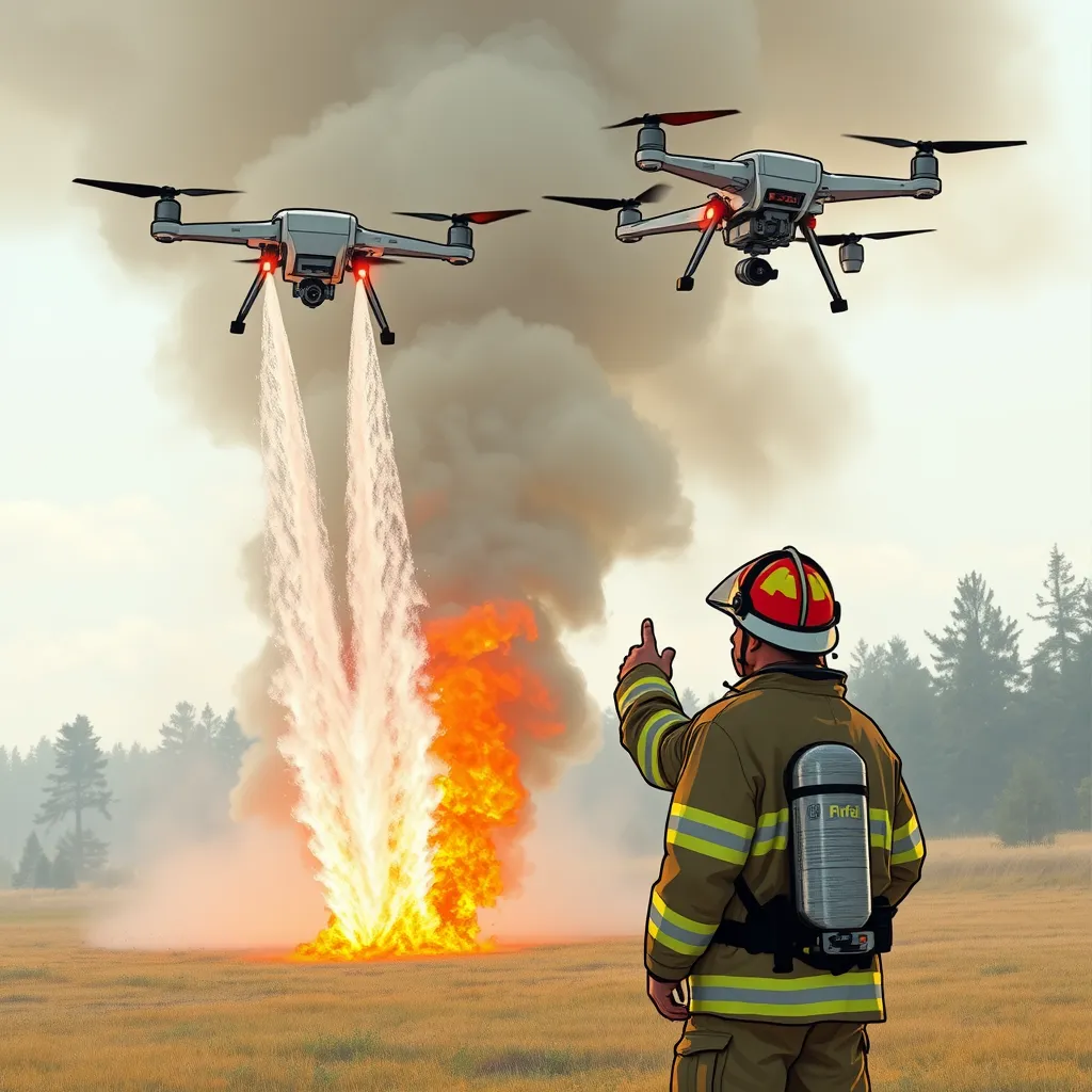 Using swarm intelligence, the drones coordinate their efforts to target and extinguish the flames efficiently and effectively.