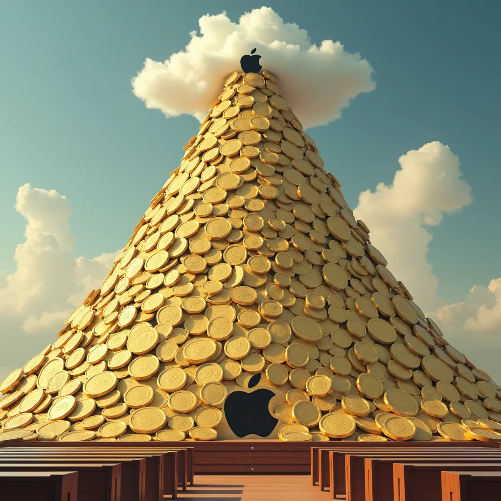 In the realm of corporate dreams, Apple faces a mountain of debt. €13 billion looms large, casting a golden shadow over the tech giant's fate.