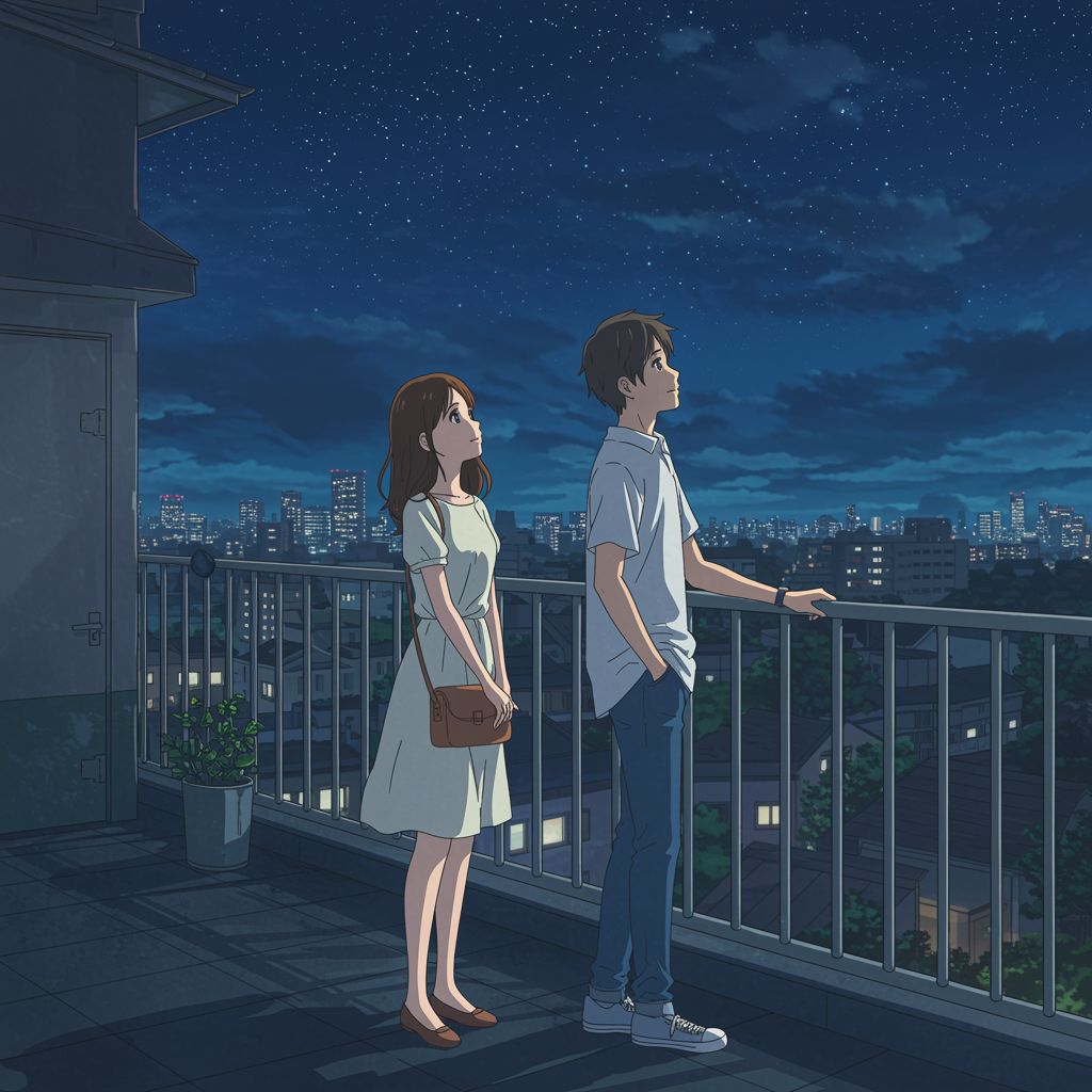 One protagonist shares an emotional story under the stars, prompting deeper connection. Example 3