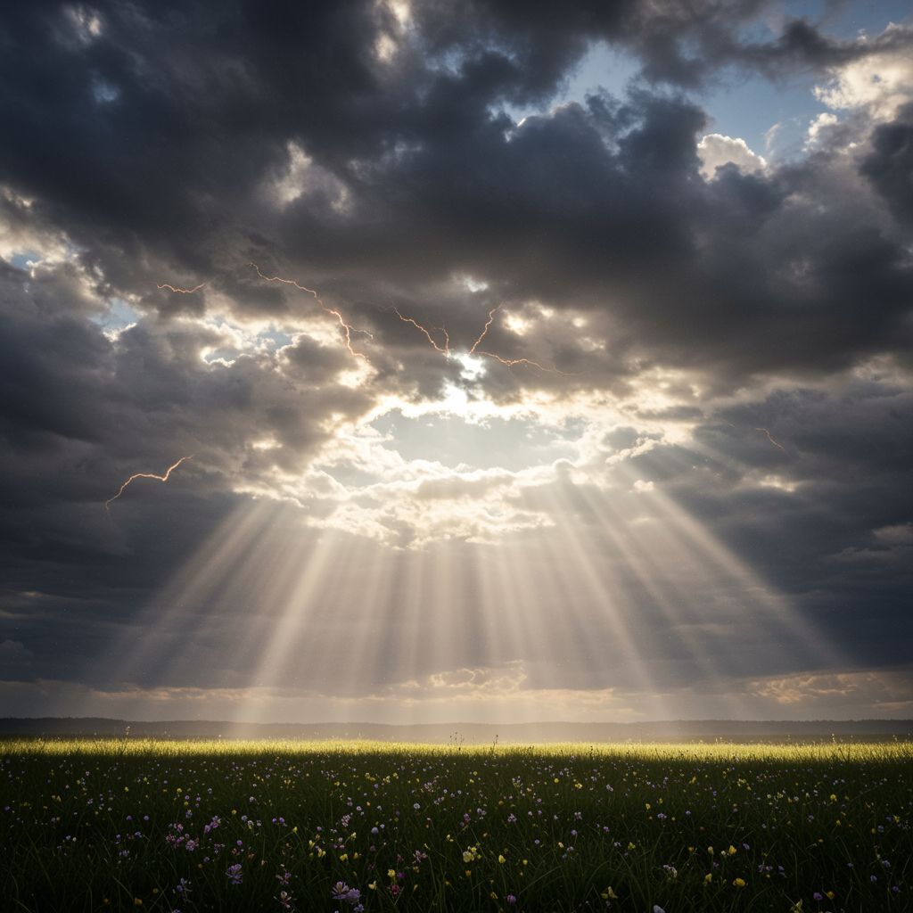 Clouds argue about the importance of rain vs. sunshine.