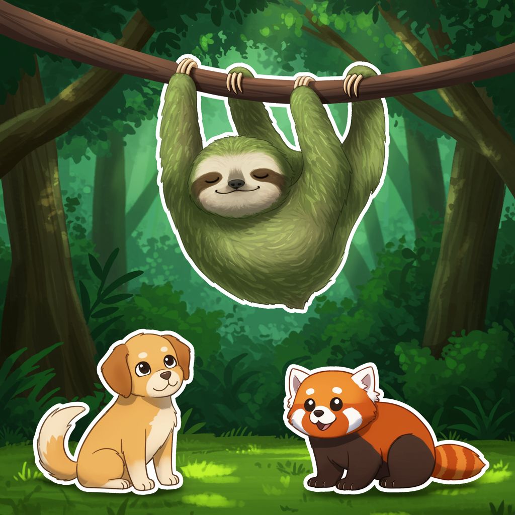 Meditating Sloth helps the group regain focus.