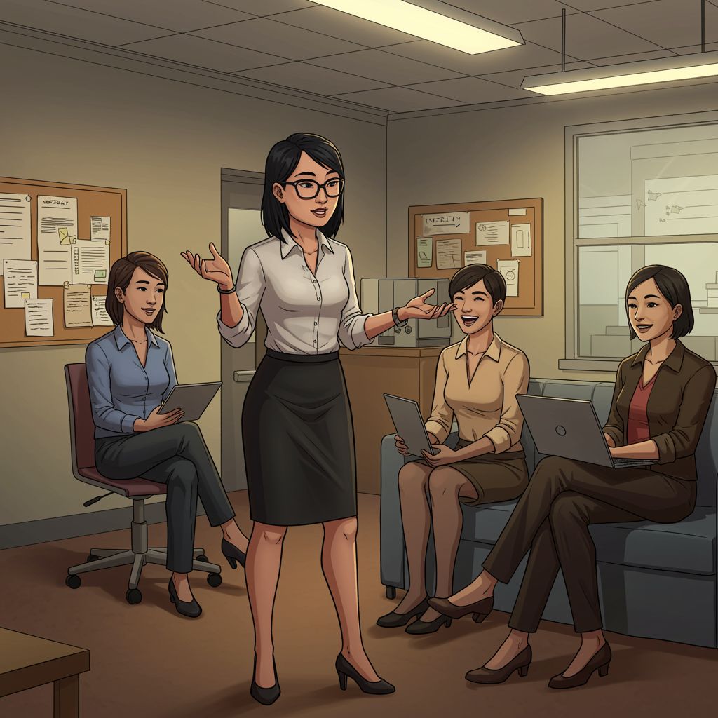 Monicha’s quick wit becomes a cherished trait in the office dynamic.