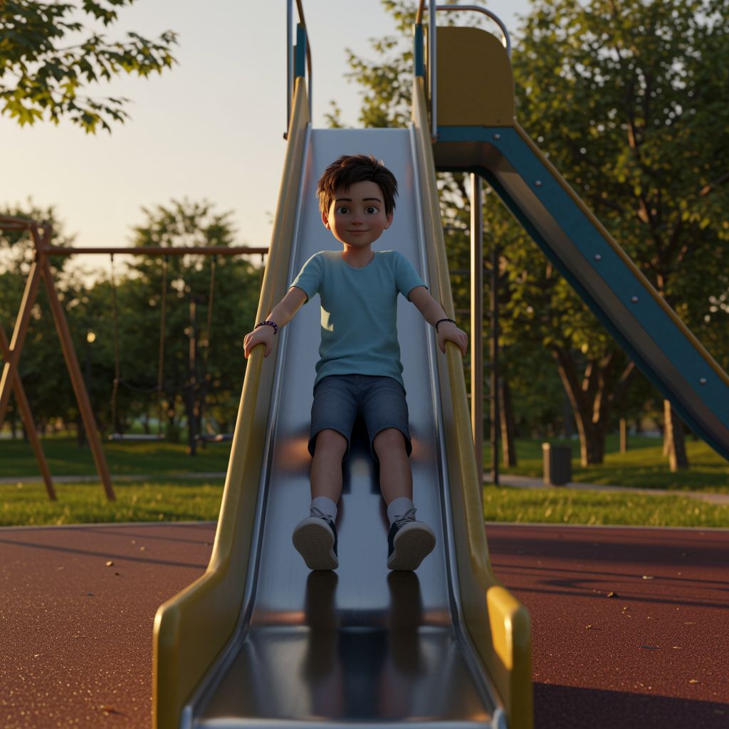 The kid observes someone brave and begins questioning their own behavior.
