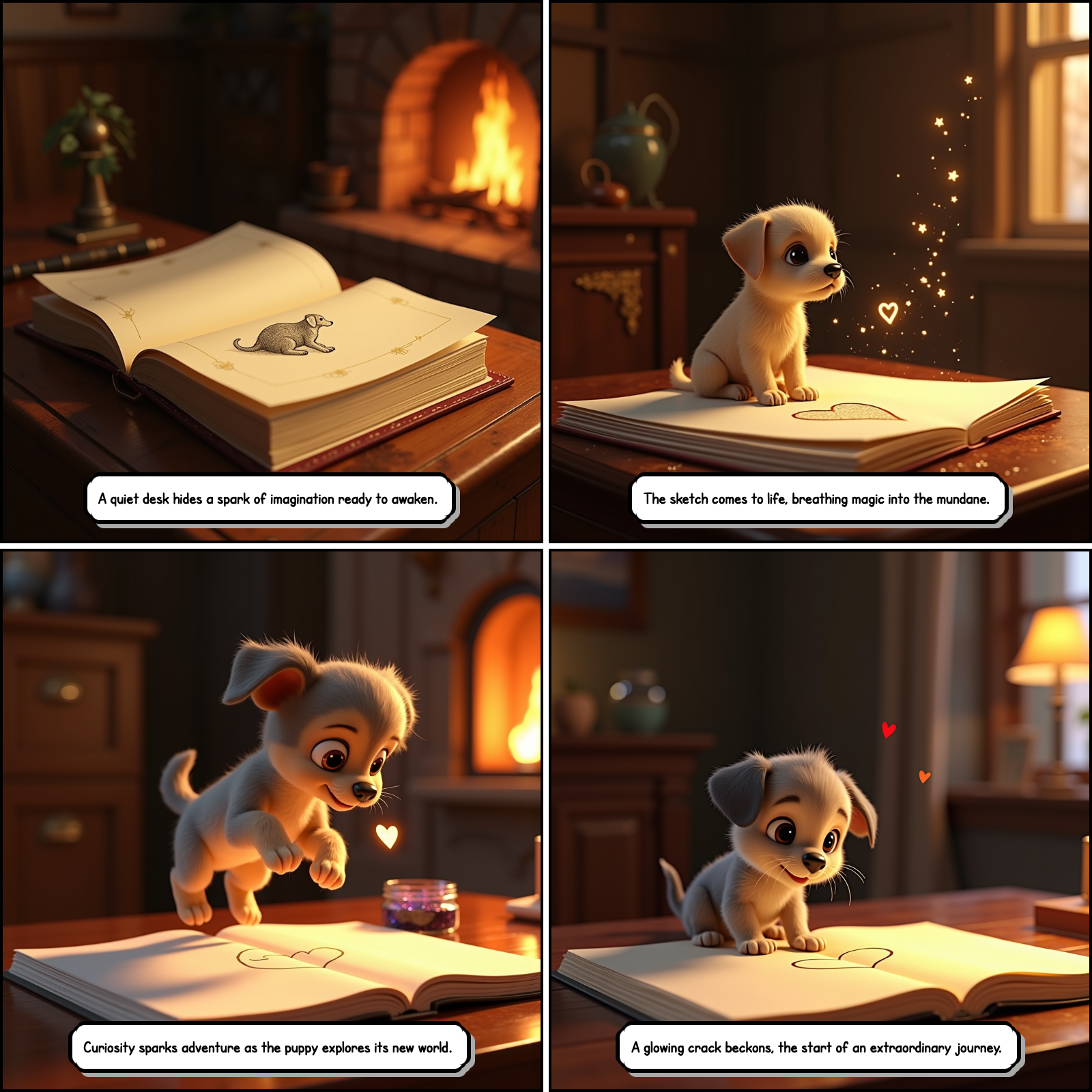 Transformed comic art of a puppy