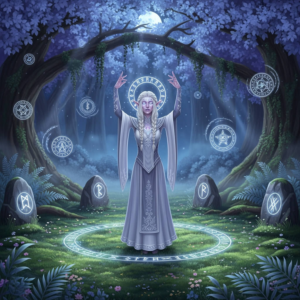 Elven Moonlit Ritual - Mysticism and unity under the moon. Example 2
