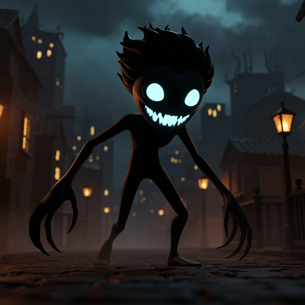 The protagonist hides as the Voidstalker prowls in the shadows.