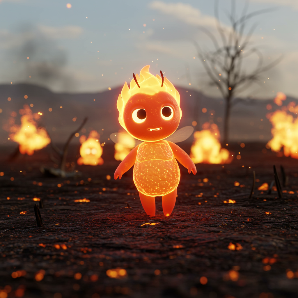 The Emberwisp Swarm surrounds the protagonist, glowing brightly like miniature flickering flames.