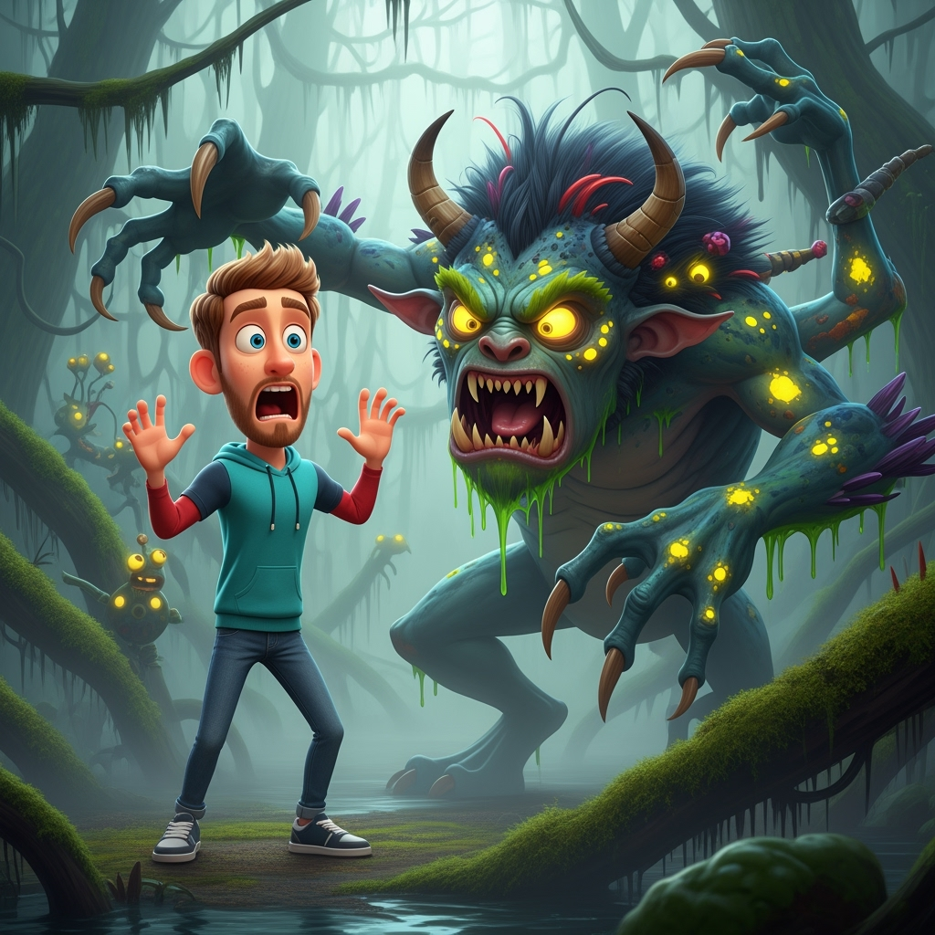 AI animation monster eye contact challenge