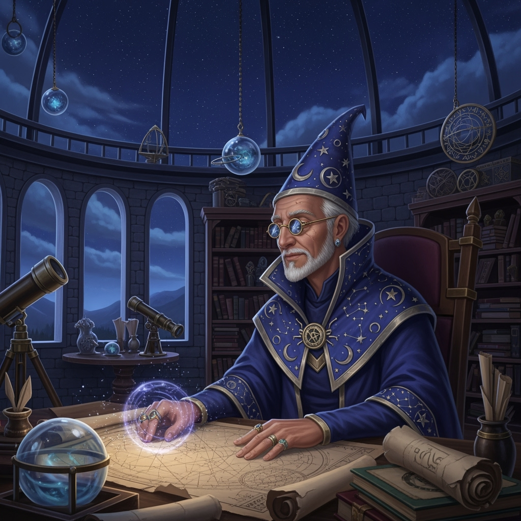 Starlit Sorcerer’s Tower - Pursuit of celestial wisdom.