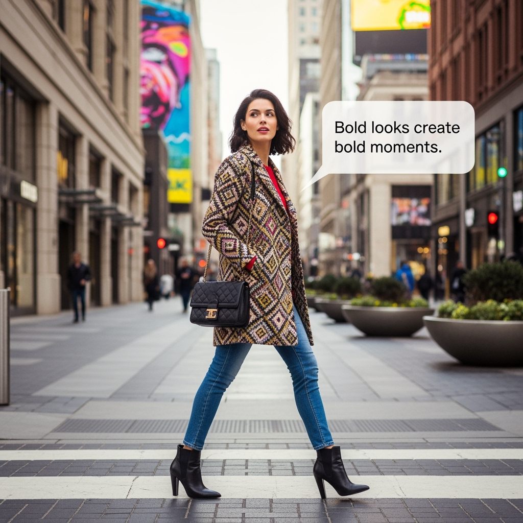 A fashion ad captures city vibes and personal style with AI-enhanced storytelling.