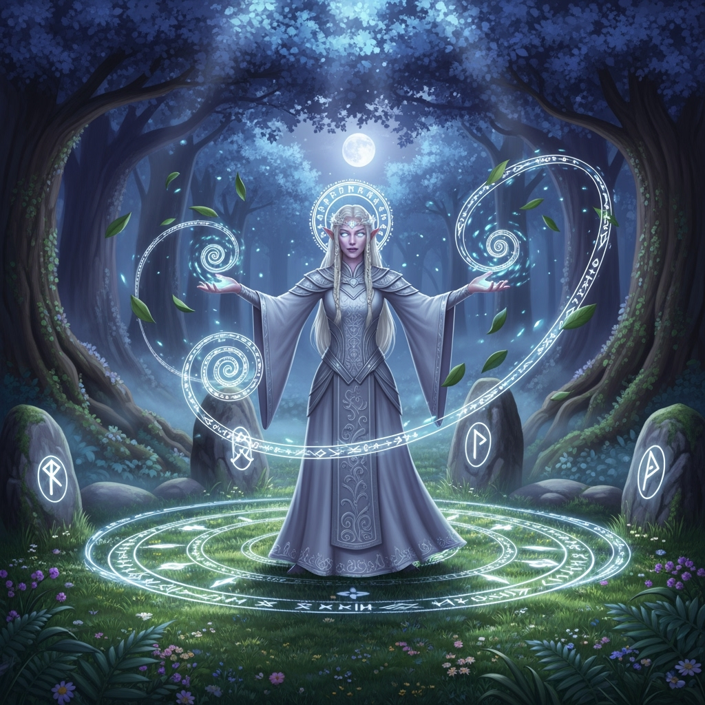 Enchanted Forest Duel - Magical confrontation among ancient trees.