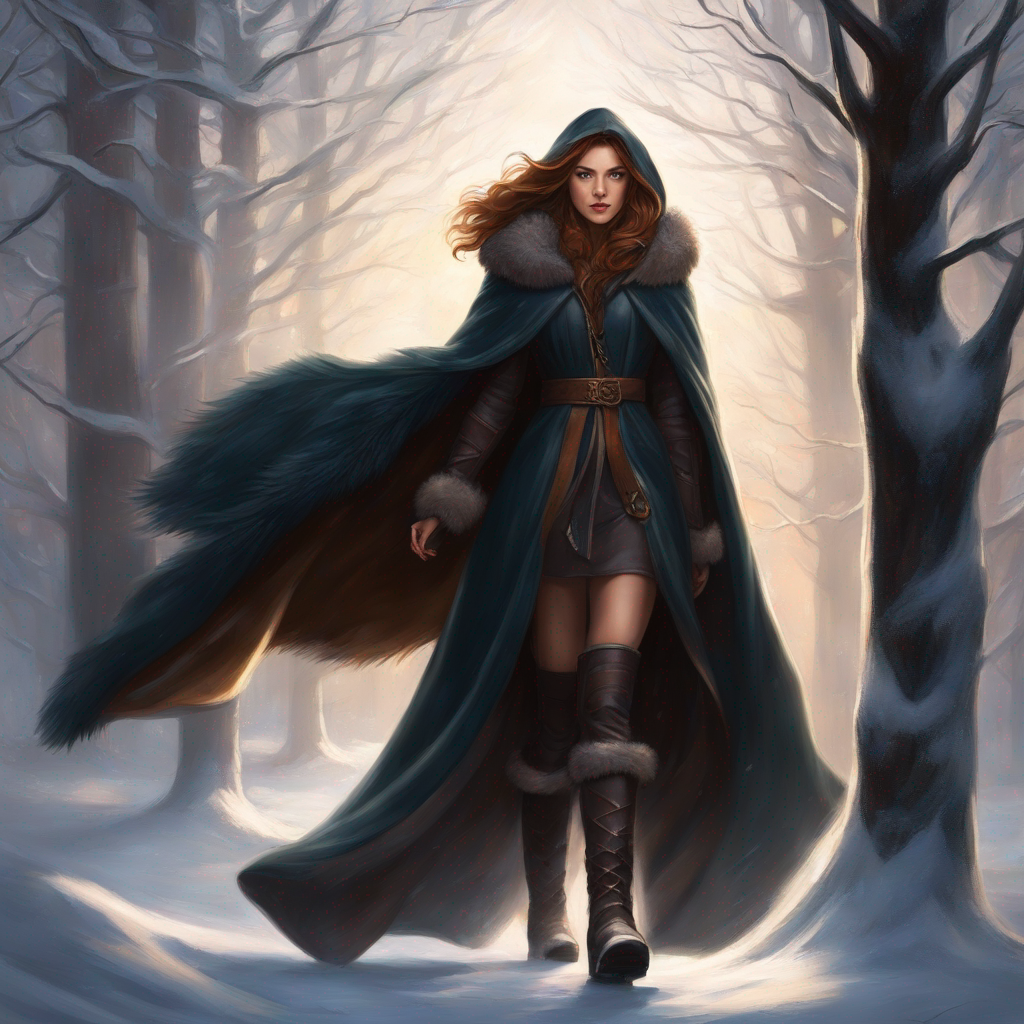 Elara ventured deeper into the Winterwood, brave and determined.