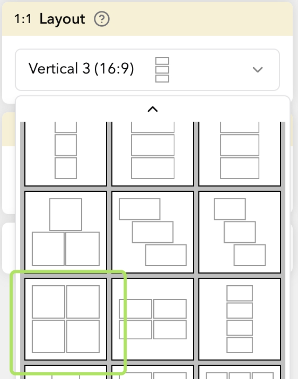 Layout selection interface