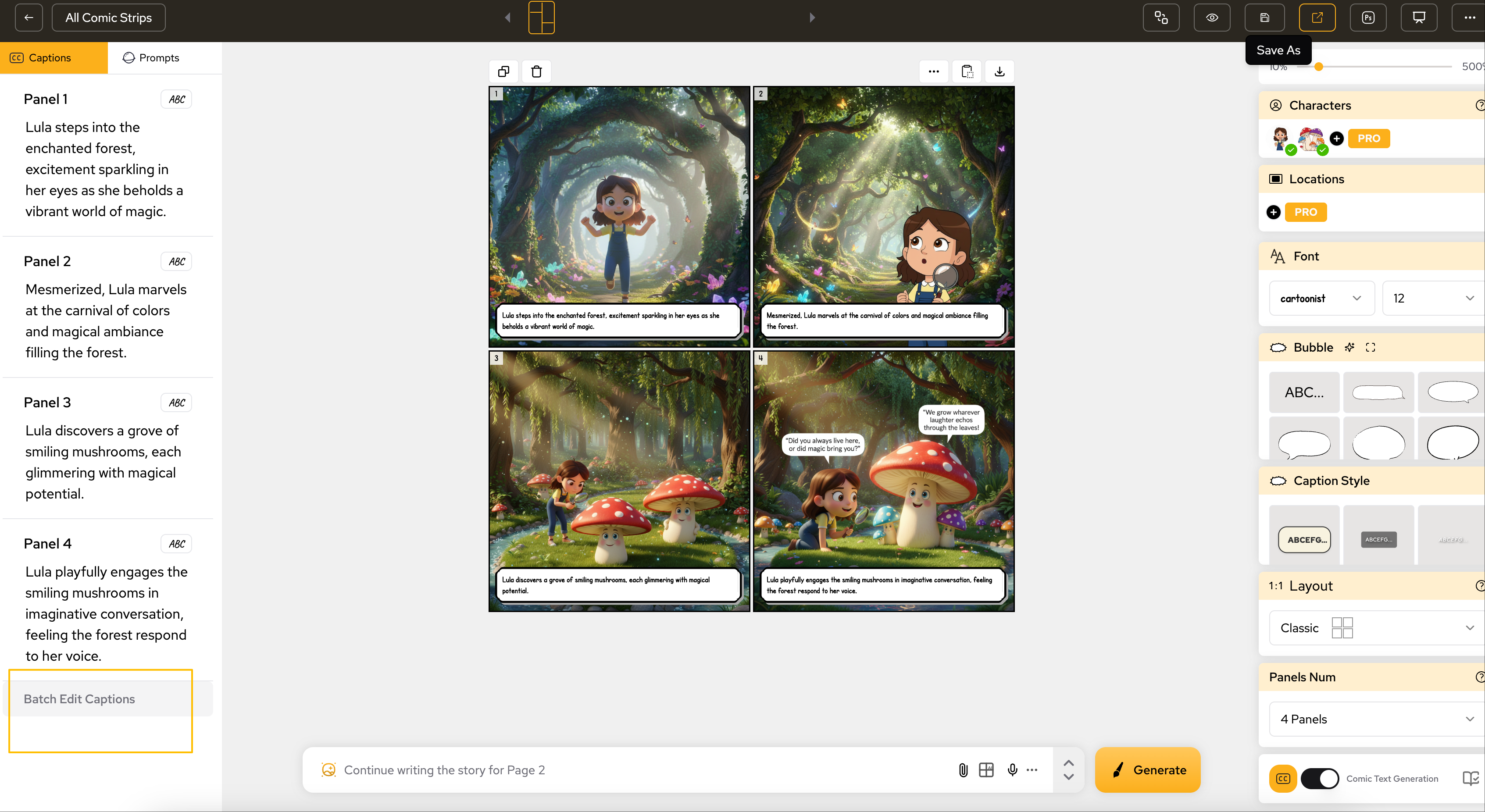 多分镜批量编辑对白界面